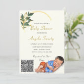 Sweet Slaapende Baby QR Code Shower Invitation (Staand voorkant)