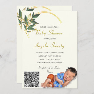Sweet Slaapende Baby QR Code Shower Invitation