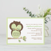 Sweet Slapy Green Owl Neutrale Baby shower Kaart (Staand voorkant)