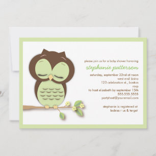 Sweet Slapy Green Owl Neutrale Baby shower Kaart