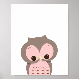 Sweet Slapy Owl in roze Nursery Wall Decor Poster