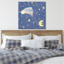 Sweet Sleep Moon & Stars Illustratie Denim Blue