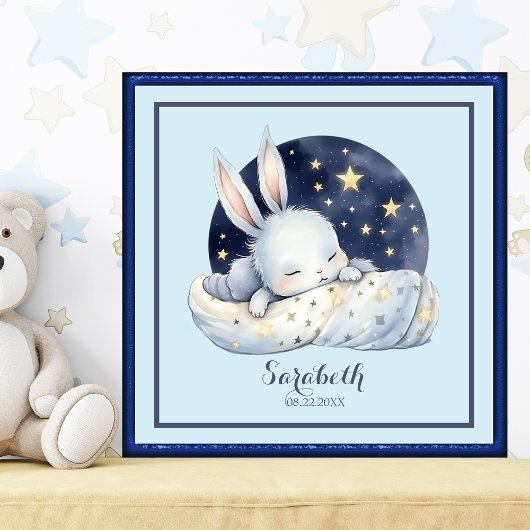 Sweet Sleeping Baby Bunny Nursery Art Poster