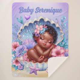 Sweet Sleeping Baby Girl Seashell Pastel Sherpa Deken