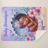 Sweet Sleeping Baby Girl Seashell Pastel Sherpa Deken (Voorkant (horizontaal))