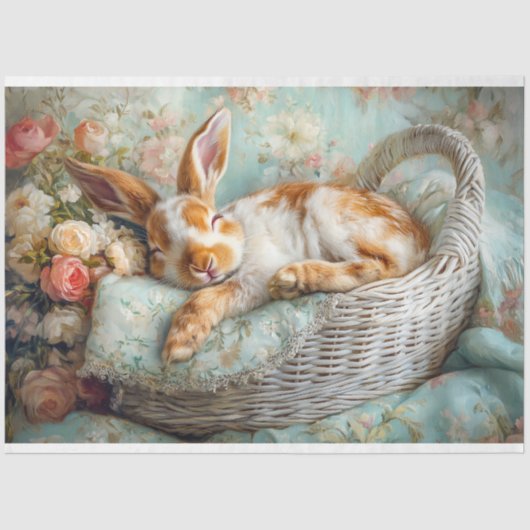 Sweet Sleeping Bunny Nursery Pasen Decoupage Tissuepapier (Voorkant)