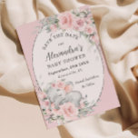 Sweet Sleeping Elephant Roze Bloemen Baby shower Save The Date<br><div class="desc">Personaliseer dit lieve olifant baby shower,  sla de datum gemakkelijk en snel op. Klik op de knop verder aanpassen om de teksten te bewerken,  lettertypen en lettertypekleuren te wijzigen. Met prachtige waterverf roze bloemetjes en een lieve baby olifant. Overeenkomende objecten beschikbaar in de winkel. c) Somerset Fine Paperie</div>