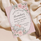 Sweet Sleeping Elephant Roze Bloemen Baby shower Save The Date