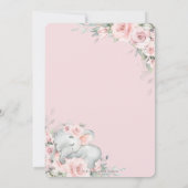 Sweet Sleeping Elephant Roze Bloemen Baby shower Save The Date (Achterkant)