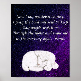 Sweet Sleeping Lamb - Now I lay me Prayer - Purple Poster