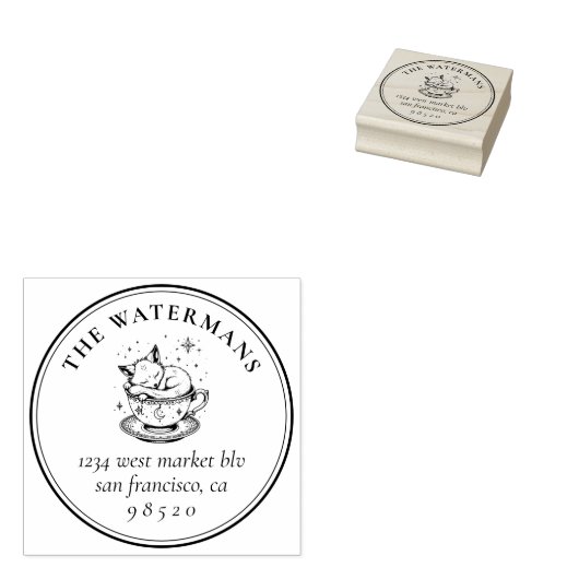 Sweet Sleeping Magical Baby Fox Naam en adres Rubberstempel (Gestempeld)