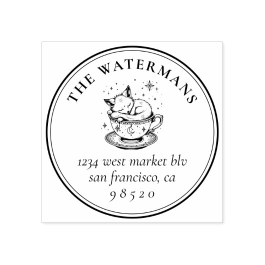 Sweet Sleeping Magical Baby Fox Naam en adres Rubberstempel (Afrduk)