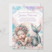 Sweet Sleeping Mermaid Baby shower Kaart (Voorkant)