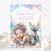 Sweet Sleeping Mermaid Baby shower Kaart