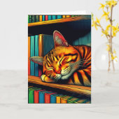 Sweet Sleepy Cat | Gelukkige verjaardag Kaart (Gele Bloem)