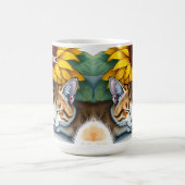 Sweet Sleepy Kitty Cat and Sunflowers Personalized Koffiemok (Center)