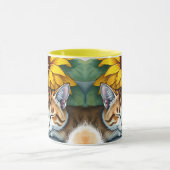 Sweet Sleepy Kitty Cat and Sunflowers Personalized Mok (Midden)