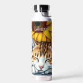Sweet Sleepy Kitty Cat and Sunflowers Personalized Waterfles (Links)