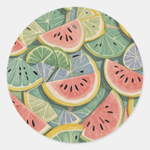 Sweet Slice: pastel Abstracte watermeloen Ronde Sticker