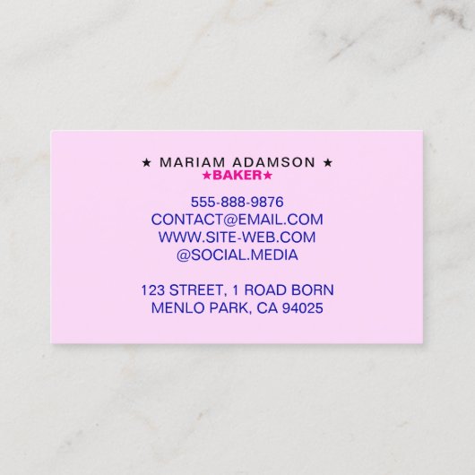 Sweet Slogan with Bakery Logo (Pastry Chef) Baking Visitekaartje (Achterkant)