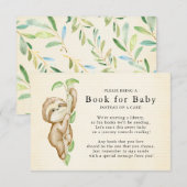 Sweet Sloth Baby shower Boek voor Baby Kaart (Voorkant / Achterkant)