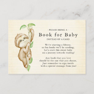 Sweet Sloth Baby shower Boek voor Baby Kaart