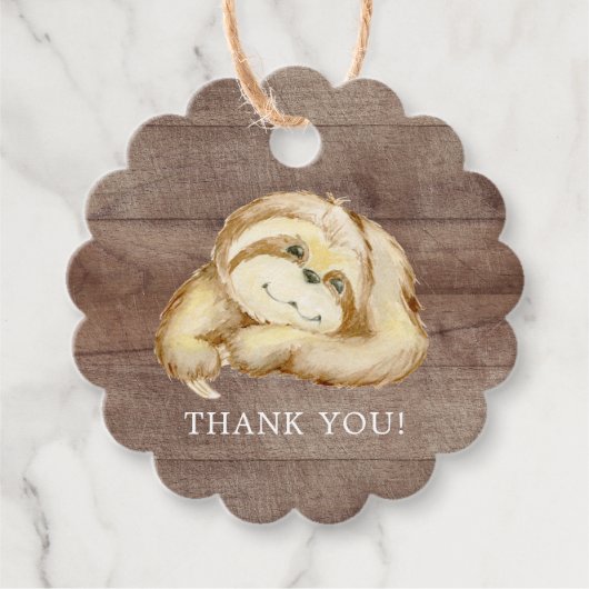 Sweet Sloth Baby shower Favor Bedankjes Labels (Voorkant)