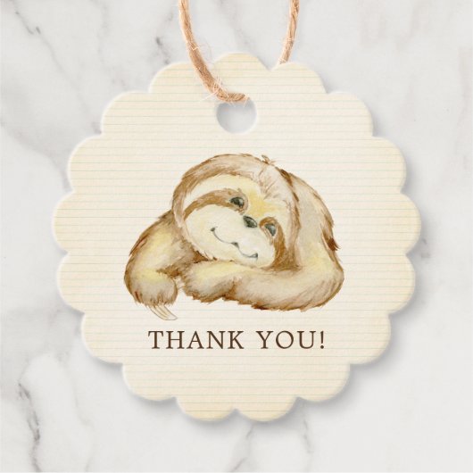 Sweet Sloth Baby shower Favor Bedankjes Labels (Voorkant)