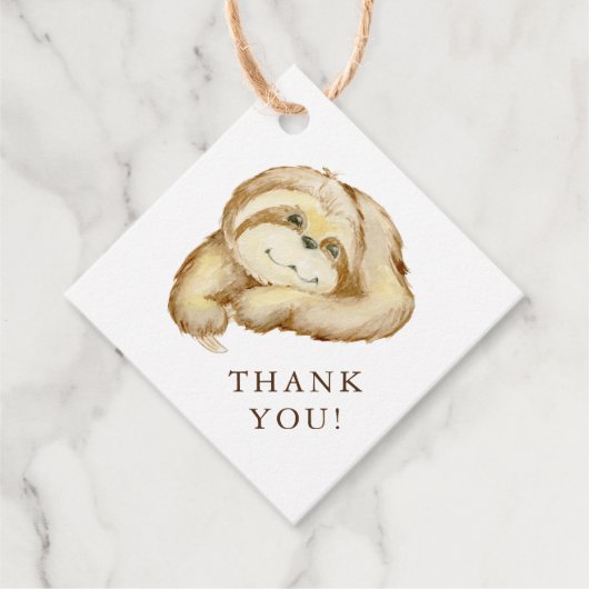 Sweet Sloth Baby shower Favor Bedankjes Labels (Voorkant)