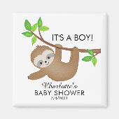 Sweet Sloth Baby shower Favor Magnet (Voorkant)