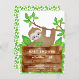 Sweet Sloth Baby shower Invitation Kaart