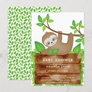 Sweet Sloth Baby shower Invitation Kaart