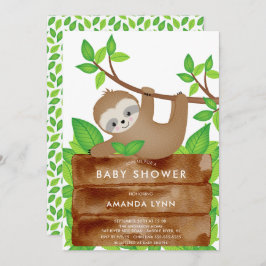 Sweet Sloth Baby shower Invitation Kaart