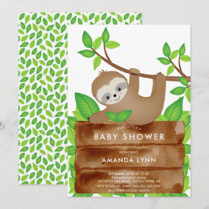 Sweet Sloth Baby shower Invitation Kaart