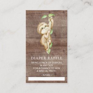 Sweet Sloth Baby shower Luier Raffle Ticket Informatiekaartje