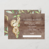 Sweet Sloth Baby shower Luier Raffle Ticket Informatiekaartje (Voorkant / Achterkant)