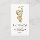 Sweet Sloth Baby shower Luier Raffle Ticket Informatiekaartje (Voorkant)