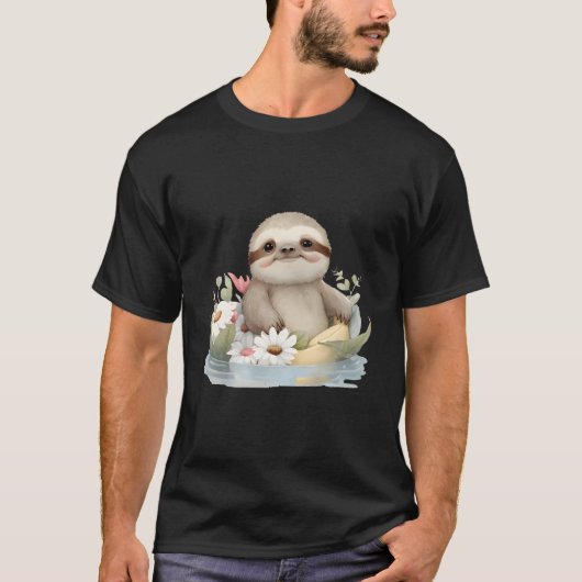 Sweet Sloth Bathing At The Lake Bathing Swimming R T-shirt (Voorkant)