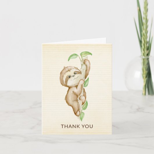Sweet Sloth Dieren Baby shower dank u opmerking Bedankkaart (Voorkant)