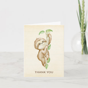 Sweet Sloth Dieren Baby shower dank u opmerking Bedankkaart