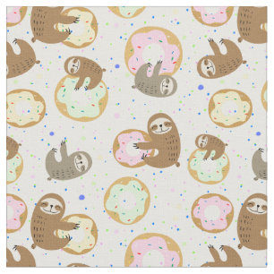 Sweet Sloth Donut Pattern Stof