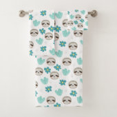 Sweet Sloth Floral Pattern Bad Handdoek (Insitu)