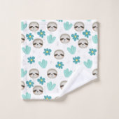 Sweet Sloth Floral Pattern Bad Handdoek (Wasdoekje)