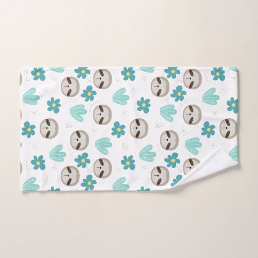 Sweet Sloth Floral Pattern Bad Handdoek (Handdoek)