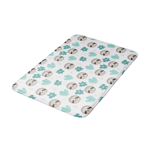 Sweet Sloth Floral Pattern Badmat (Gekanteld)