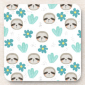 Sweet Sloth Floral Pattern Bier Onderzetter (Voorkant)