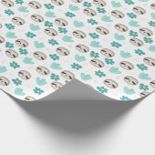 Sweet Sloth Floral Pattern Cadeaupapier (Hoek)