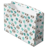 Sweet Sloth Floral Pattern Groot Cadeauzakje (Achterkant Gekanteld)