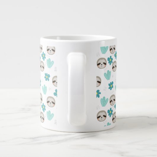 Sweet Sloth Floral Pattern Grote Koffiekop (Achterkant)