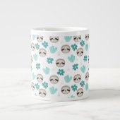 Sweet Sloth Floral Pattern Grote Koffiekop (Voorkant)